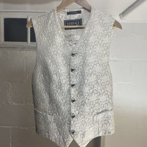 Versace Classic V2 Floral Silk Blend Vest White
